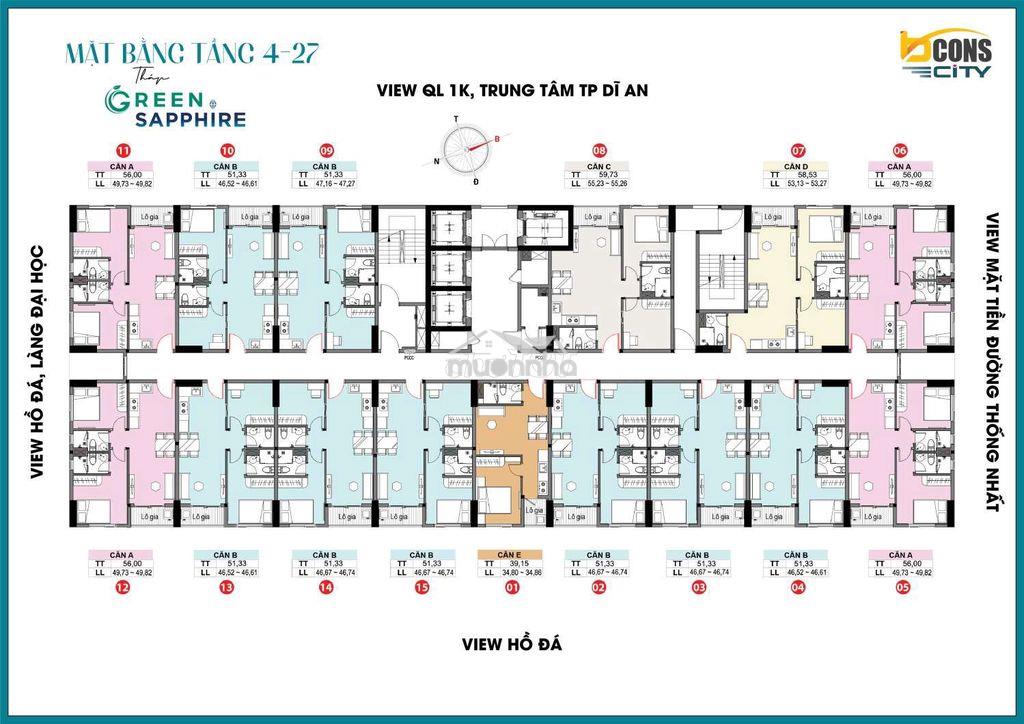 Bán gấp 3t căn hộ chung cư bcons city - green sapphire 2pn-2wc-1bc - 4