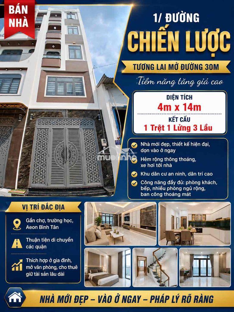 Bán nhà 1/ chiến lược 4x14m 1 lửng 3 lầu nhà mới đẹp bình tân