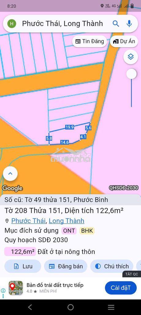 Đất thổ cư 2 mặt tiền xã phước thái lt đn