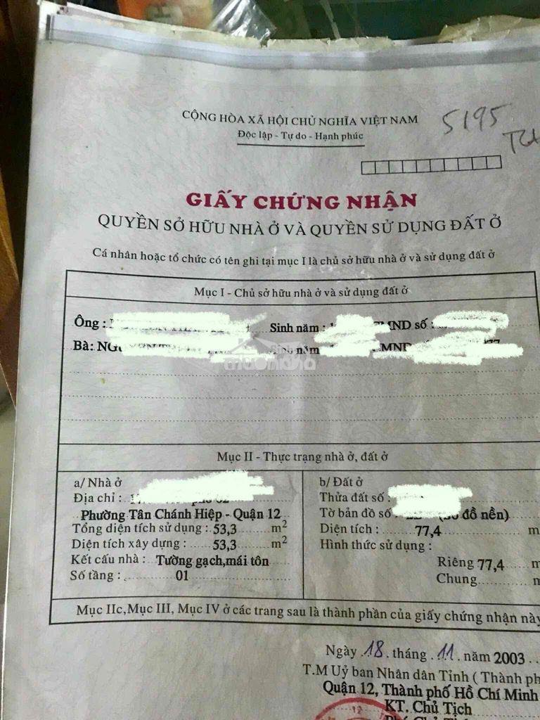 Nhà q12 qh treo, shr 77m2. nhỉnh 2 tỷ. - 2