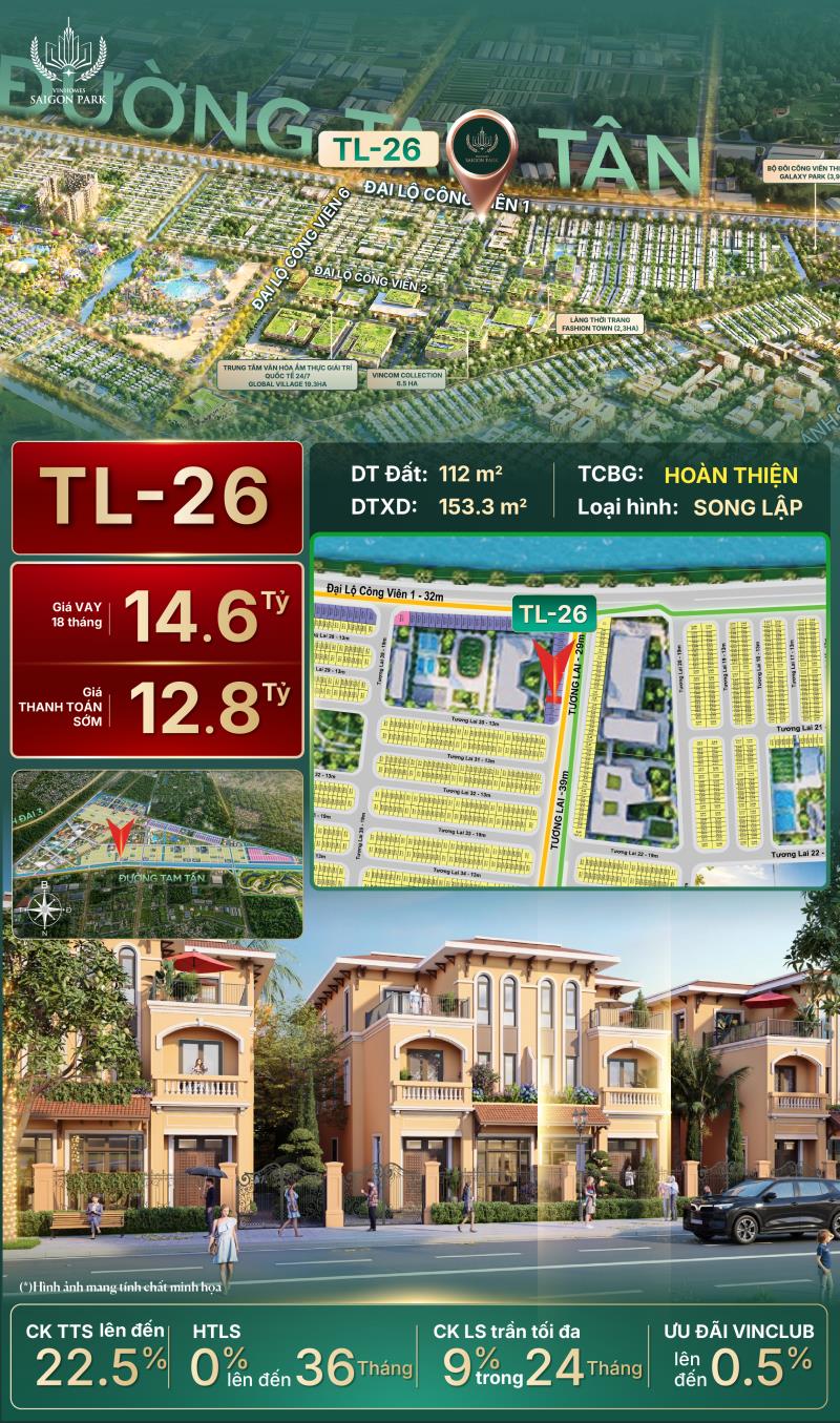 🌟 Biệt thự song lập vinhomes hóc môn (saigon park) – căn hoàn thiện giá siêu tốt, hỗ trợ lãi suất 36 tháng! 🌟 - 2