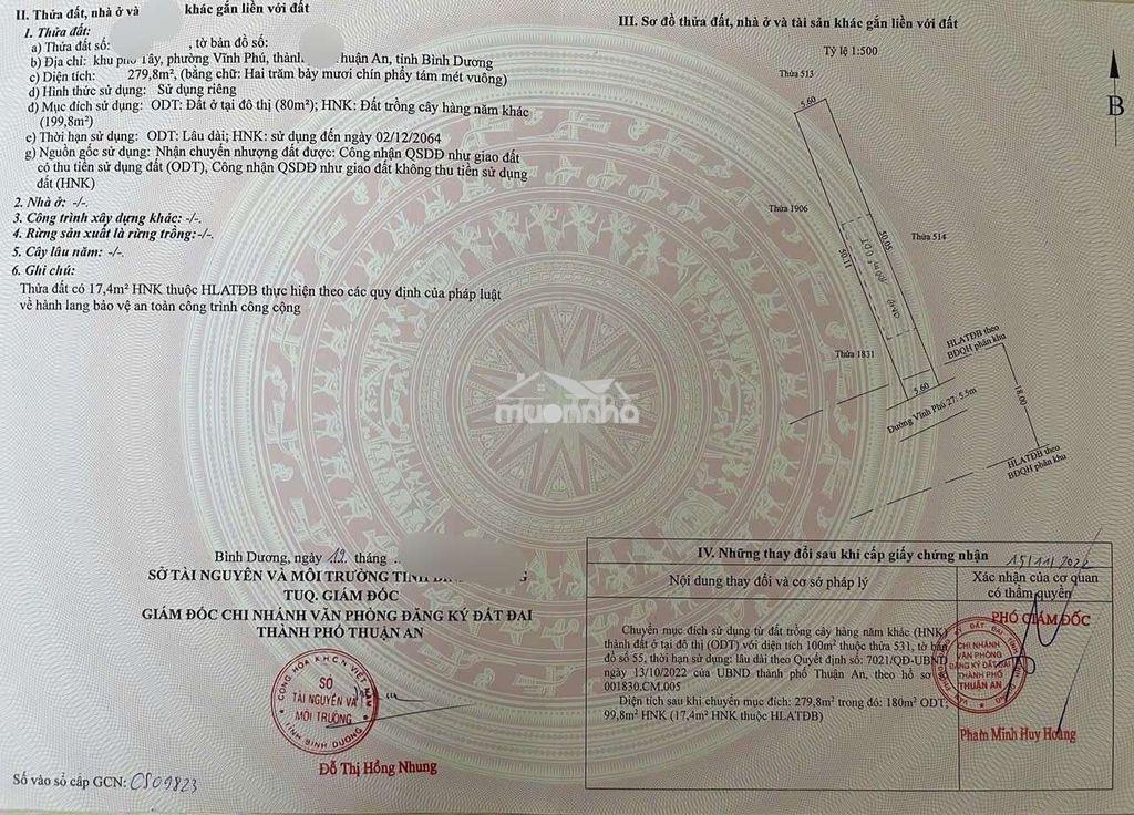 Đất đẹp mt đường nhựa vĩnh phú 27. gần chợ, trường học, quốc lộ 13 - 3