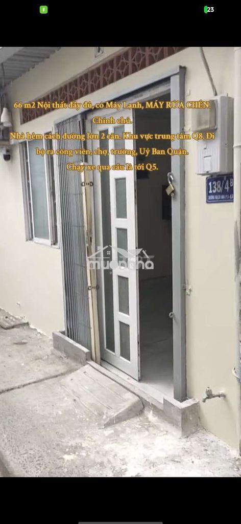 Chính chủ nhà 66m2 gần ubnd q8, aeon. camera, máy lạnh, máy rửa chén