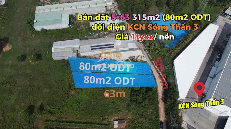 Bán đất sát kcn sóng thần 3 - 5x63m sổ sẵn thổ cư - giá 1tyxx