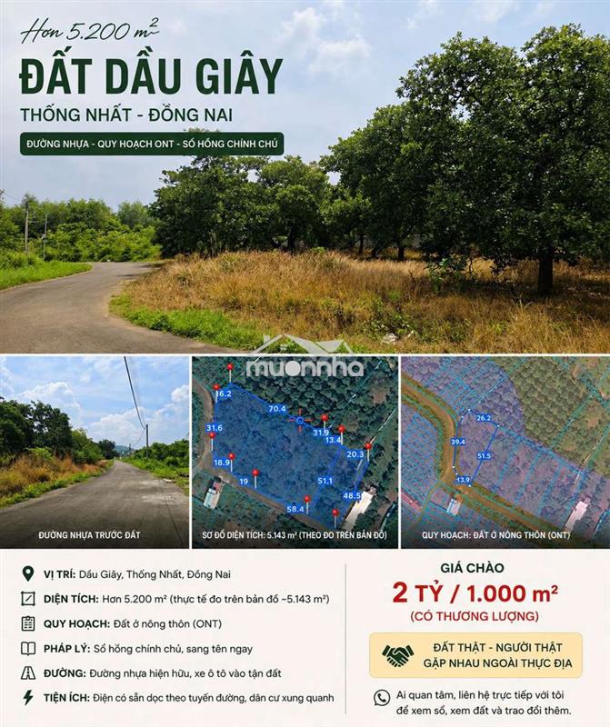 Bán hơn 5.200m² đất bàu lươn – dầu giây, đồng nai