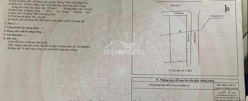 Chính chủ bán đất mặt tiền hưng lộc, thống nhất, sổ hồng riêng, thổ cư
