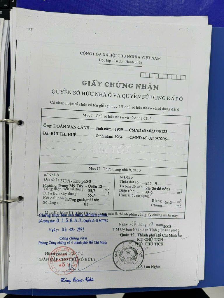 Chính chủ bán nhà 1/ đường song hành trung mỹ tây 63,2m2 shr hoàn công - 2
