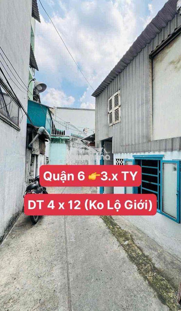 Căn góc bà hom quận 6, dt lớn 46m2 (4x12) ko lộ giới - sát mặt tiền -