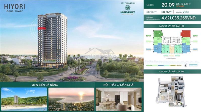 Bán căn hộ hiyori aqua view bán đảo sơn trà - ngân hàng cho vay 70%