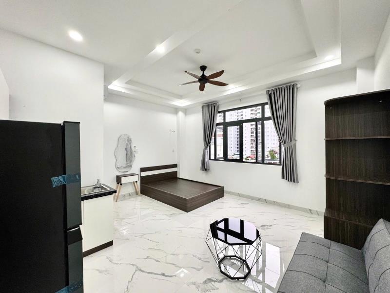 Căn hộ studio tone trắng đen - full nội thất - cửa sổ trời | ngay đh văn hiến
