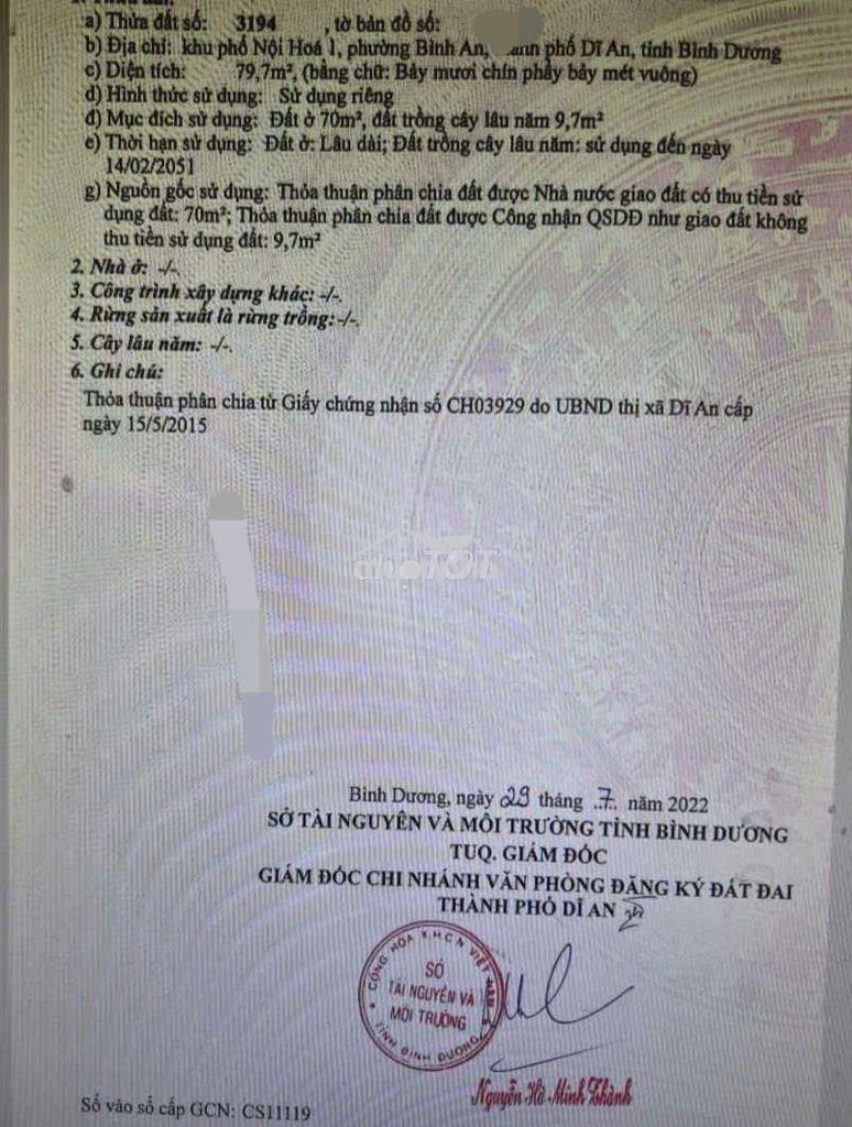 Bán nhà sổ hồng riêng f đông hòa mới t/phcm