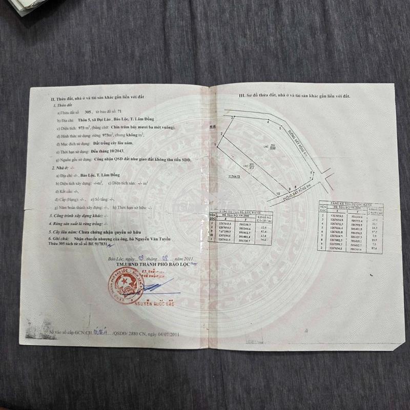 Chính chủ cần bán 973 m2 đất tại b'lao xê rê