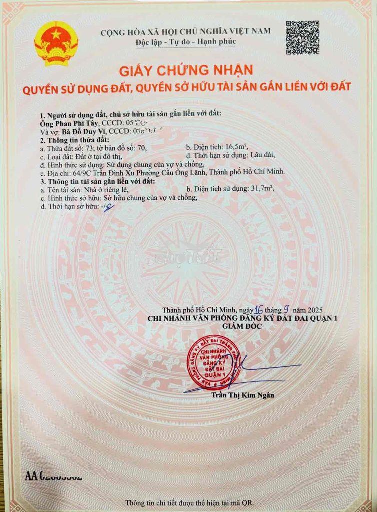 Chính chủ bán nhà hẻm trần đình xu quận 1 - 16.5m2 - sổ hồng riêng (mi - Ảnh 2