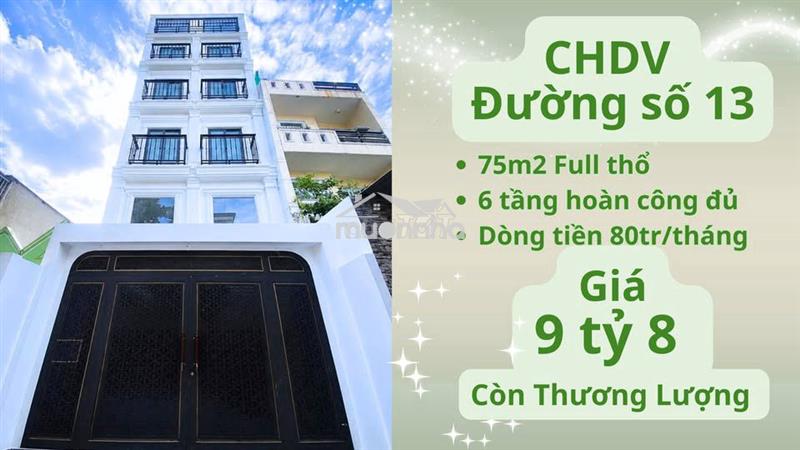 Bđs dòng tiền chdv 5 tầng 17 phòng dt 80tr/tháng giá 9,8 tỷ tl