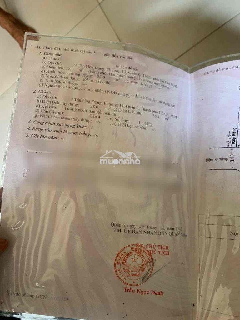 Chính chủ gửi nhà siêu rẻ 2 tỷ 900 ngang 6m3 dài 5m khu 6 tầng vị trí