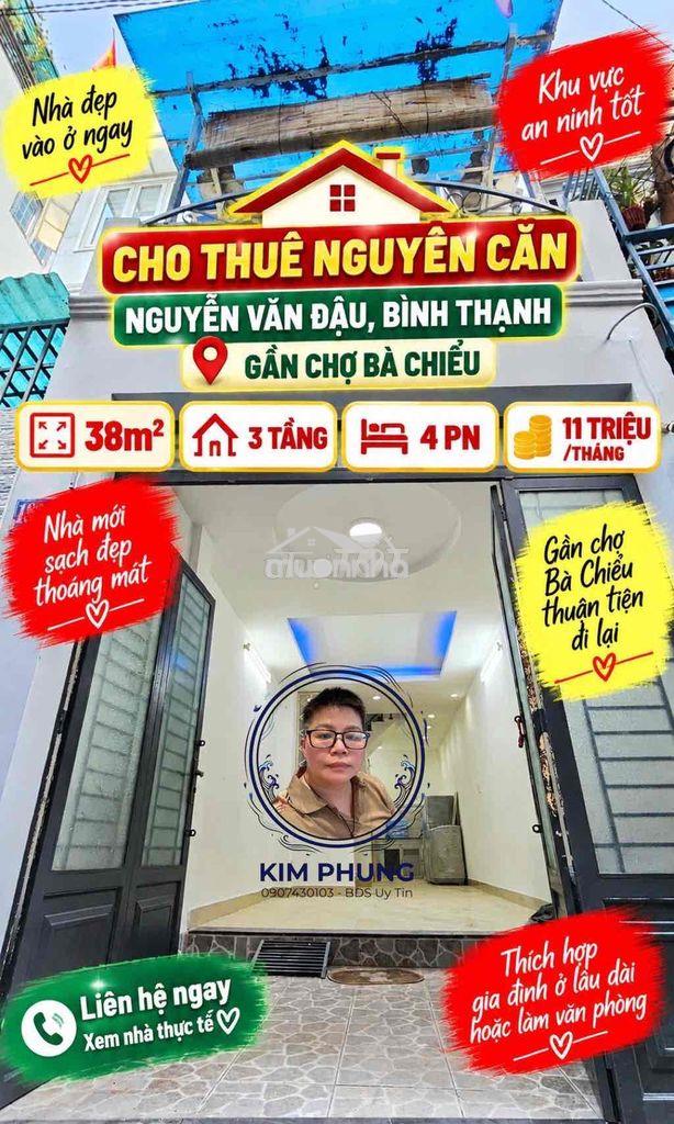 Cho thuê nhà nguyên căn nguyễn văn đậu bình thạnh 4pn 11tr