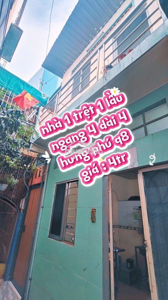 Thuê nhà dtsd 32m2 giá 4tr đường hưng phú quận 8