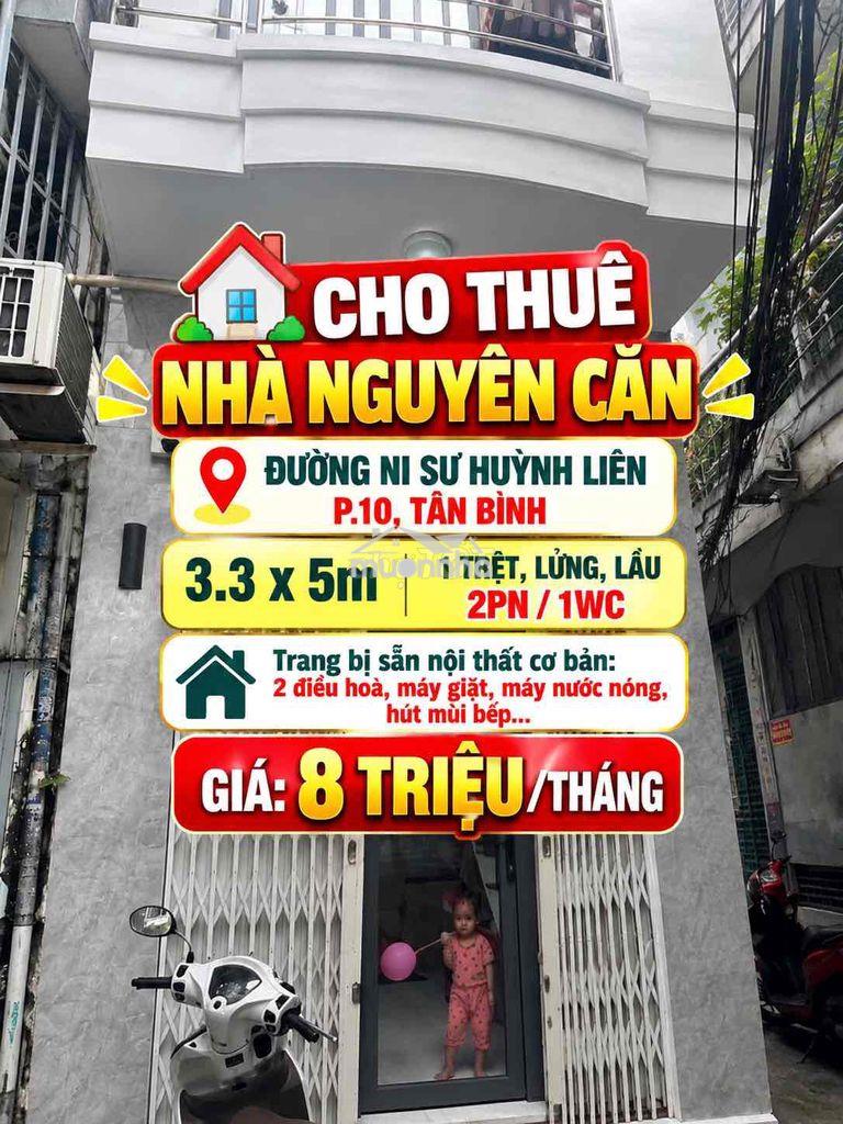 ❤️Cho thuê nhà,  8triêu, ni sư huỳnh liên tân bình - 2pn