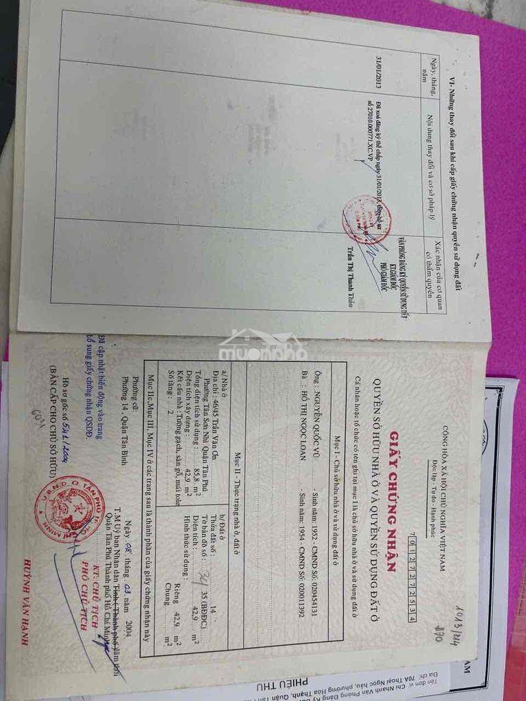 Bán nhà tân sơn nhì