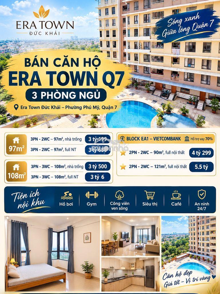 Bán căn hộ 𝐄𝐑𝐀 𝐓𝐎𝐖𝐍 𝐐𝟕 3 phòng ngủ - giá tốt