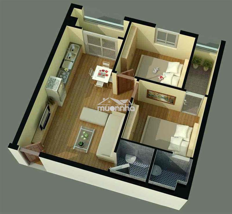 Căn hộ tecco q12 cũ ngay gần cầu tham lương 2pn 2wc