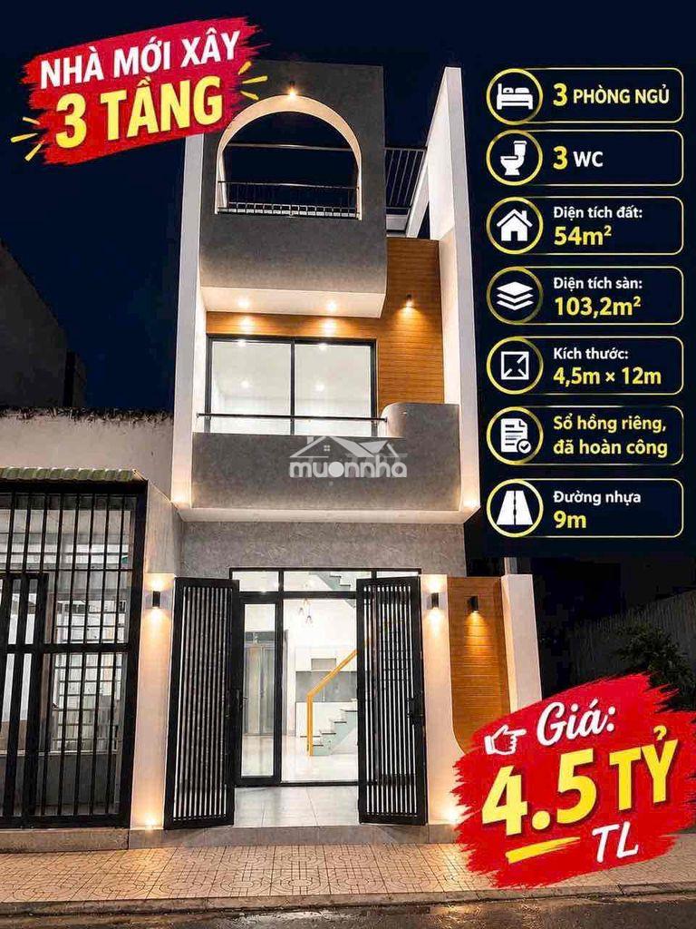 Hàng thơm nhà 3 tầng chỉ 4,5 tỷ siêu đẹp long phước , thủ đức, hcm