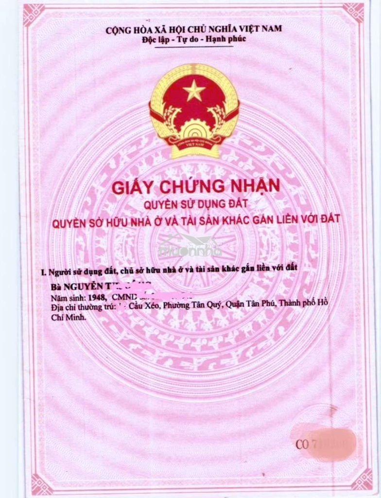 Nhà trọ 90m2 ngang 5,7m hẻm ôtô cầu xéo t.phú - c4 tiện xây mới 5tầng