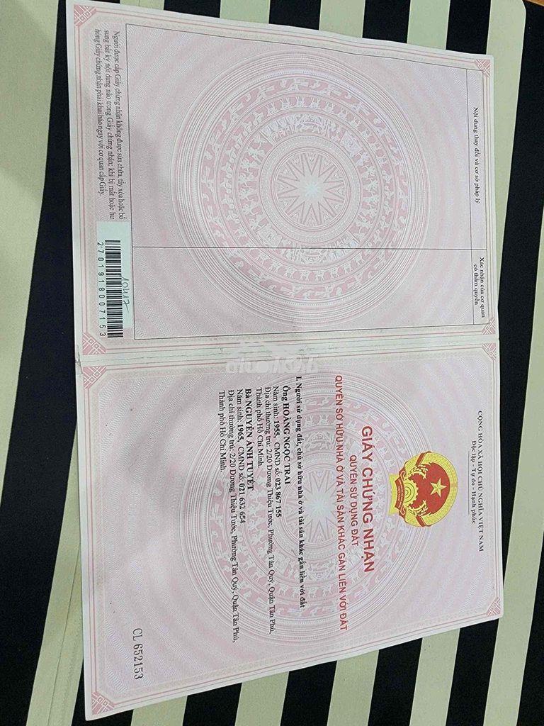Bán nhà chính chủ quận tân phú